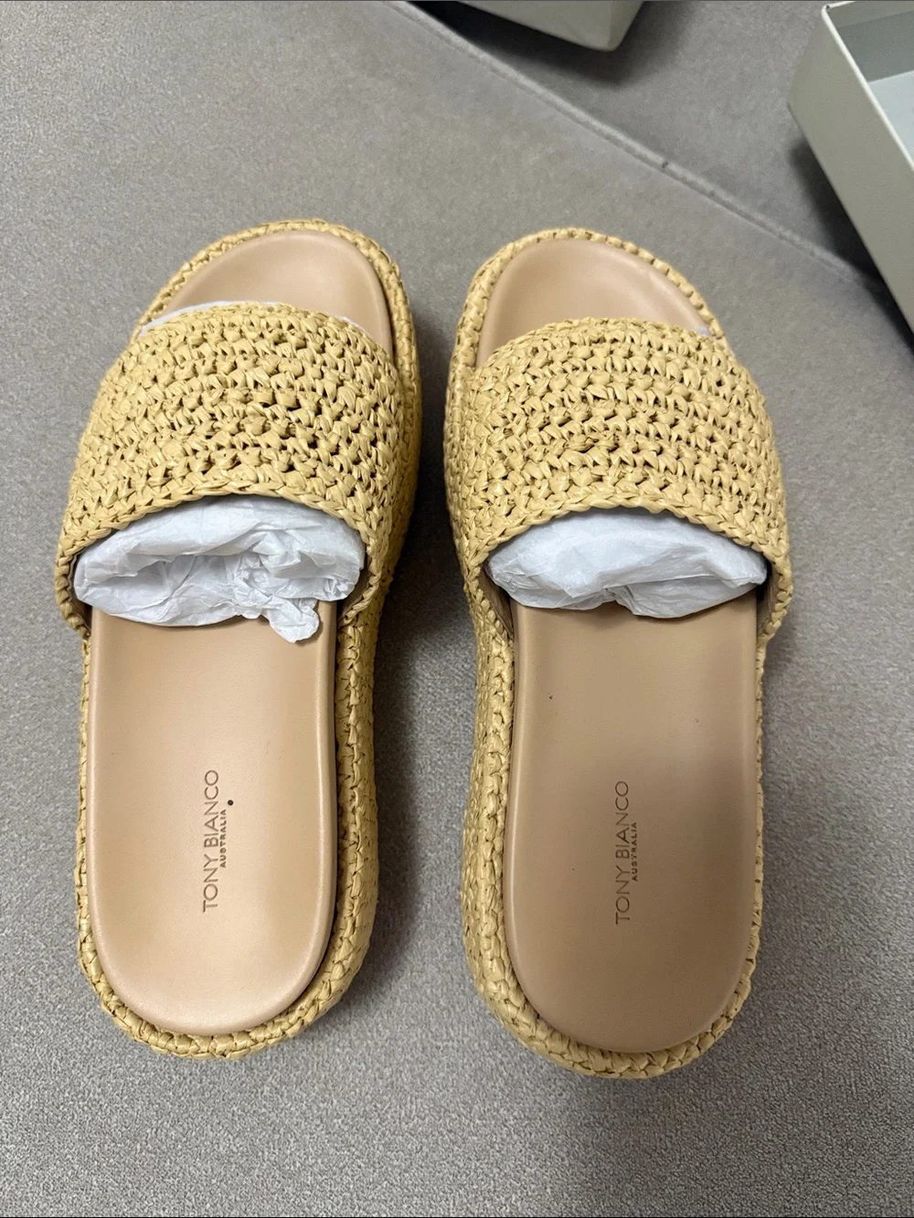 Tony Bianco Cream and Black Logo Shoe Box